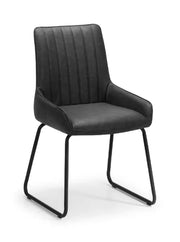Soho Dining Chair - Antique Black Faux Leather & Thin Frame - Le Divano