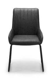 Soho Dining Chair - Antique Black Faux Leather & Thin Frame - Le Divano