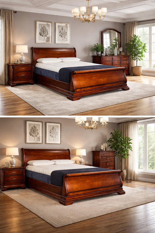 Mahogany Sleigh Bed - Premium Bed for Luxurious Comfort