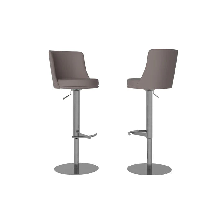 Bruno Leather Bar Stool Grey - Le Divano