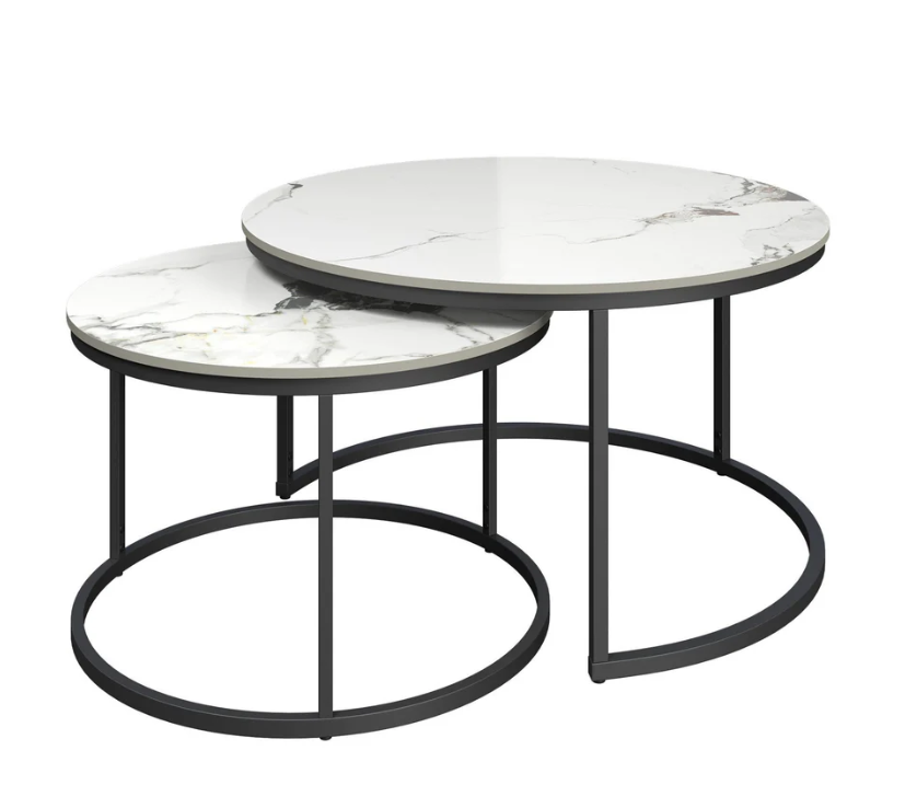 Zico 2pc White Ceramic Coffee Table Set