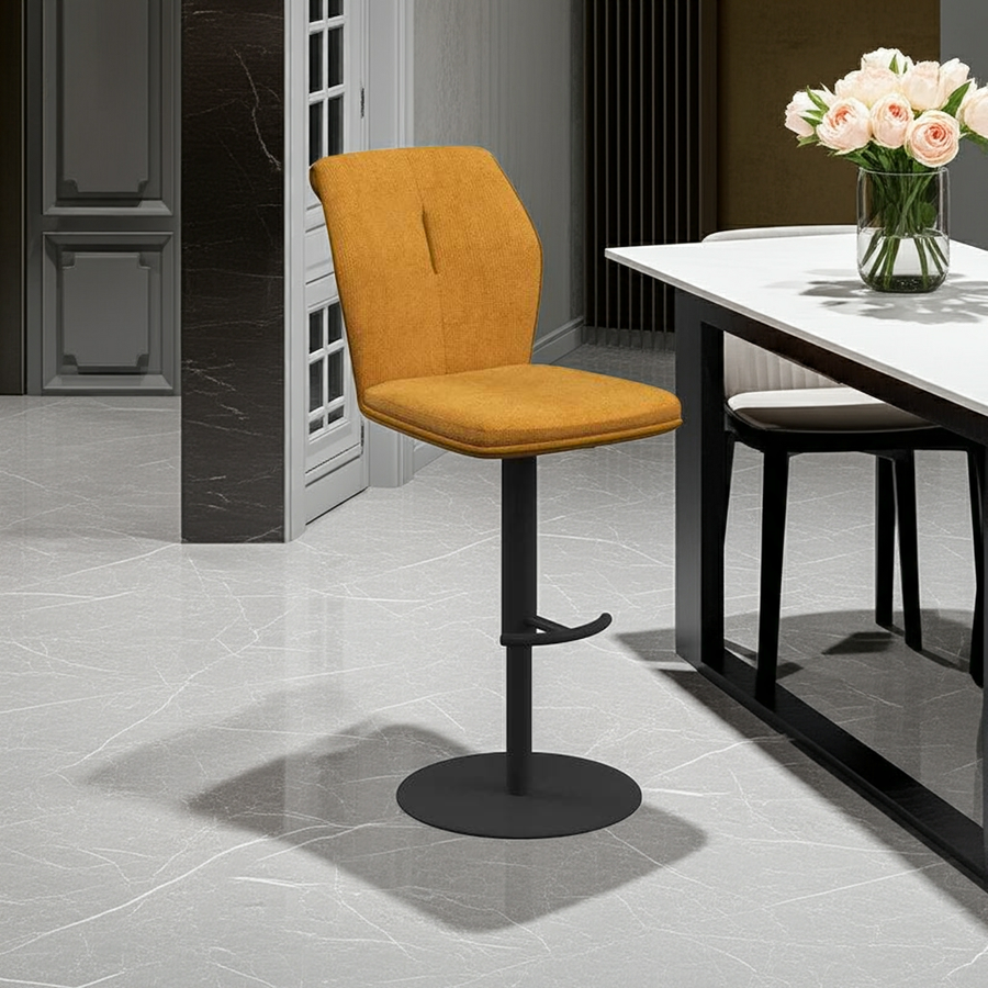 Sicily Premium Fabric Bar Stool in Mustard